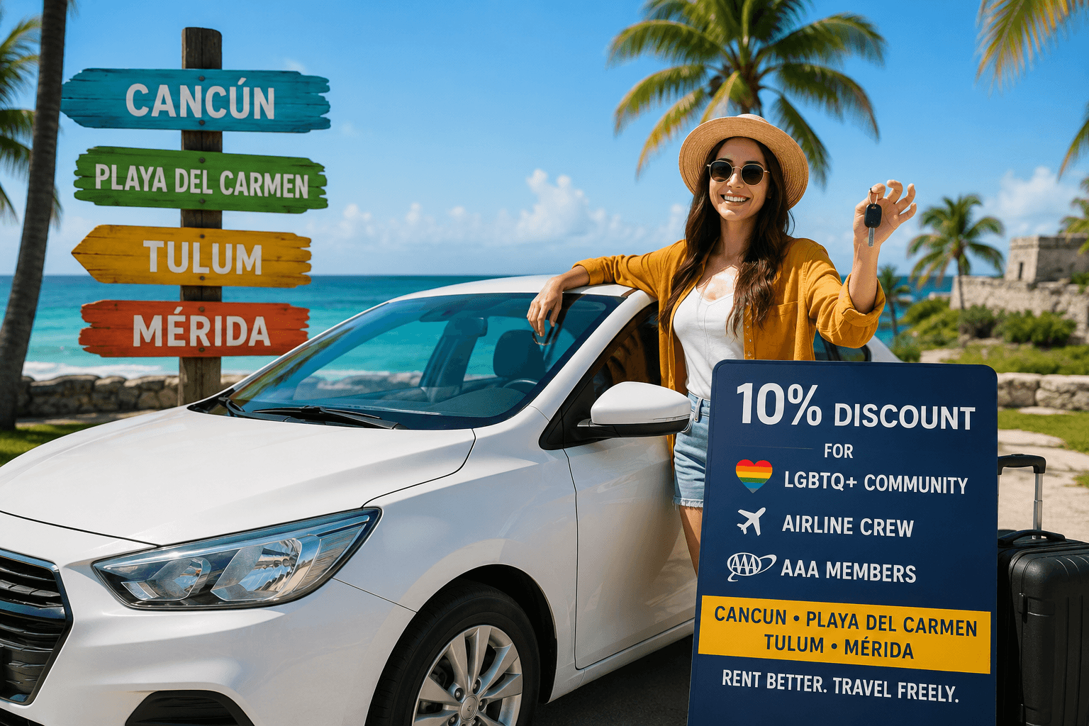10% Discount for LGBTQ+ Community, Airline Crew & AAA Members in Cancun, Playa del Carmen, Tulum and Mérida